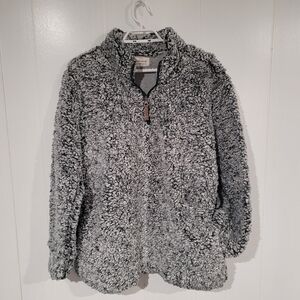 Women's Super Cozy Soft Weatherproof Gray Sherpa 1/4 Zip Jersey Lined Sweater